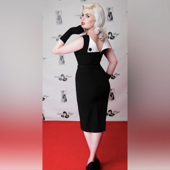 Bettie Page Las Vegas Vintage Sz XL Ruby Cherry Red Pin-up Pencil Vixen Wiggle - Picture 10 of 10